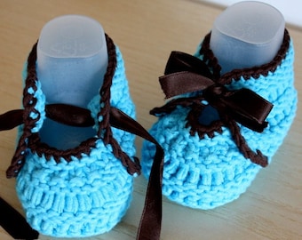 Strickanleitung (pdf-Datei) - Babyschuhe mit Webband (Baumwolle)