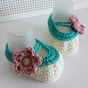 Knitting Pattern PDF file Apple Blossom Baby Booties for sizes 0-3/3-6/6-9/ 9-12 months image 2