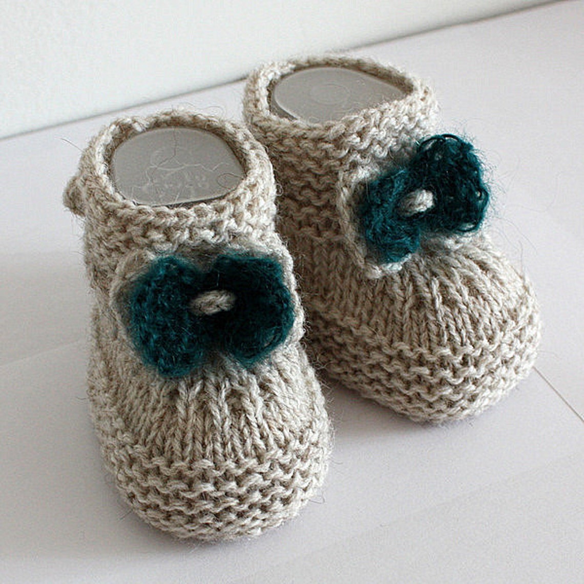 Knitting Patterns PDF File Baby Booties With Knitted Bow sizes 06/612