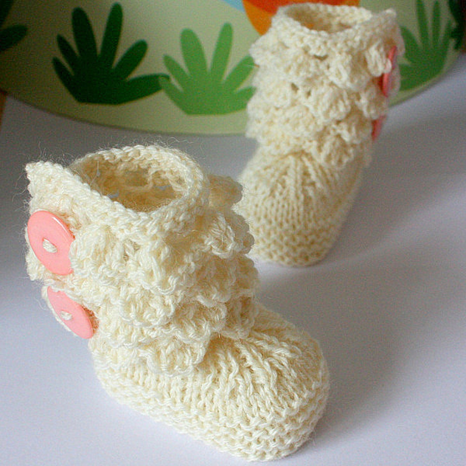 Knitting Pattern PDF File Sea Shells Baby Boots sizes 06/612 Months