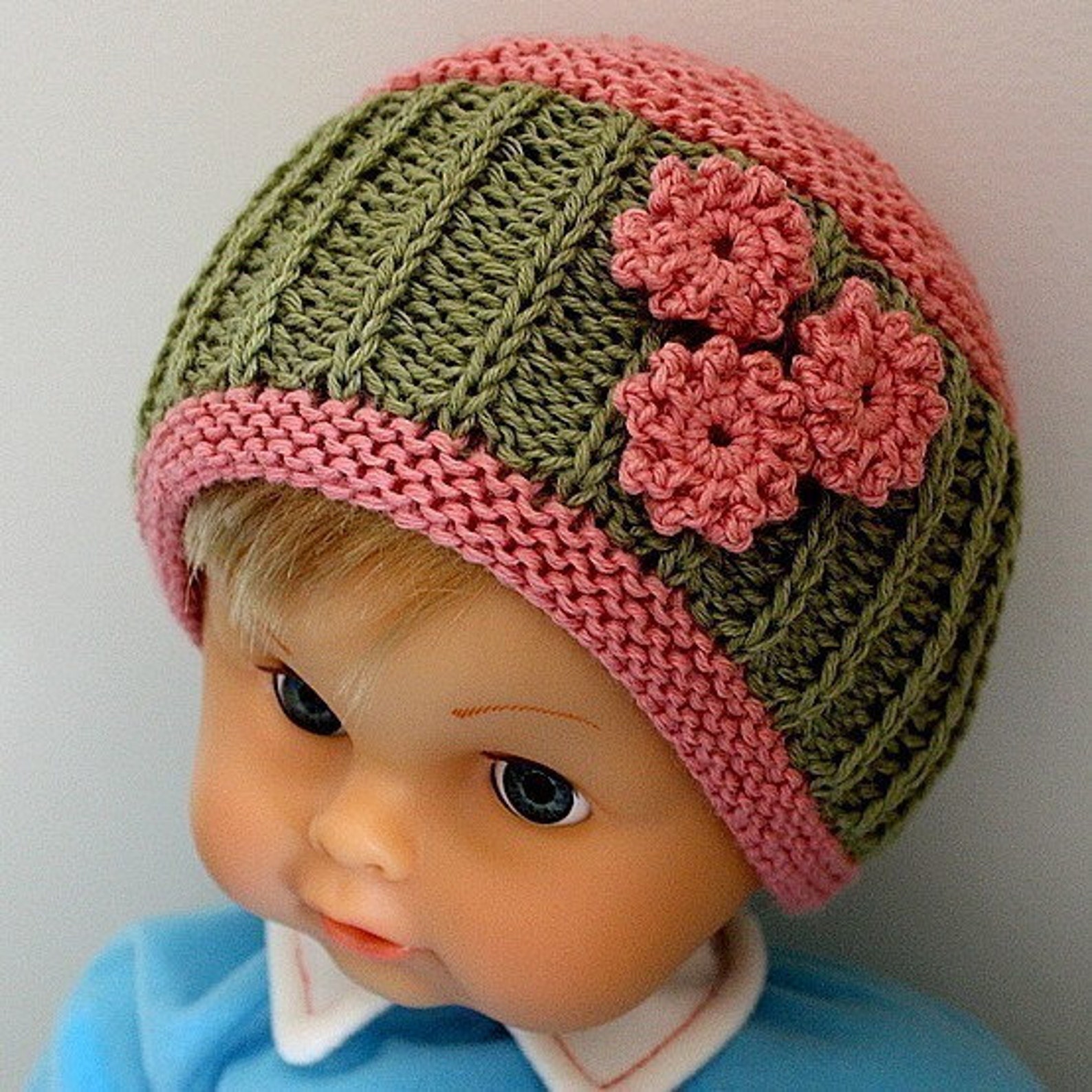 Knitting pattern pdf file Daisy Baby Hat 03/36/612/1224 Etsy