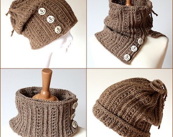 CROCHET PATTERN  Hat /Cowl 2 in 1   (pdf file) -sizes Toddler/ Child/Teen/ Adult