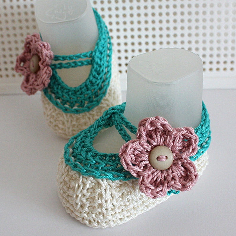 Knitting Pattern PDF file Apple Blossom Baby Booties for sizes 0-3/3-6/6-9/ 9-12 months image 4