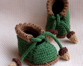 Knitting pattern (pdf file) - Acorn Baby Booties (0-6/6-12 months)