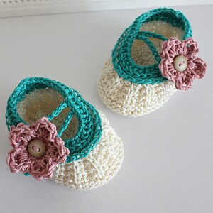 Knitting Pattern PDF file Apple Blossom Baby Booties for sizes 0-3/3-6/6-9/ 9-12 months image 5