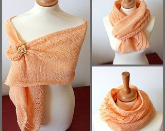 Knitting Pattern (PDF file) Diagonal Lace Cowl-Scarf-Shawl