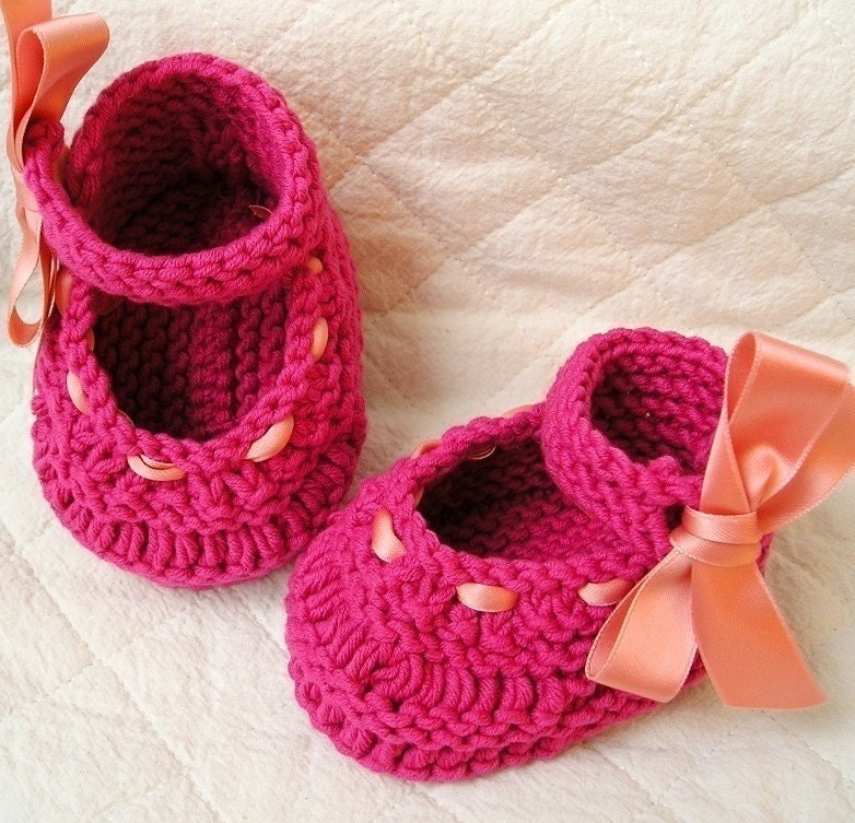 Knitting Pattern PDF File Baby Shoes Mary Jane With Ribbon | Etsy