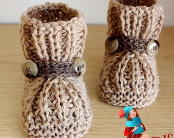 Knitting Pattern (PDF file)  Warm Feet Baby Booties (sizes 0-6/6-9/9-12 months)