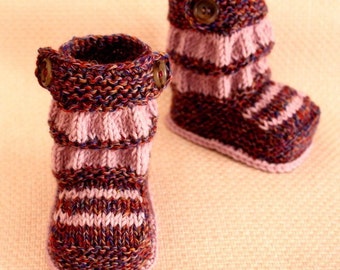 Knitting Pattern (pdf file) Baby Boots two Buttons (0-6/6-12/ Toddler Sizes)