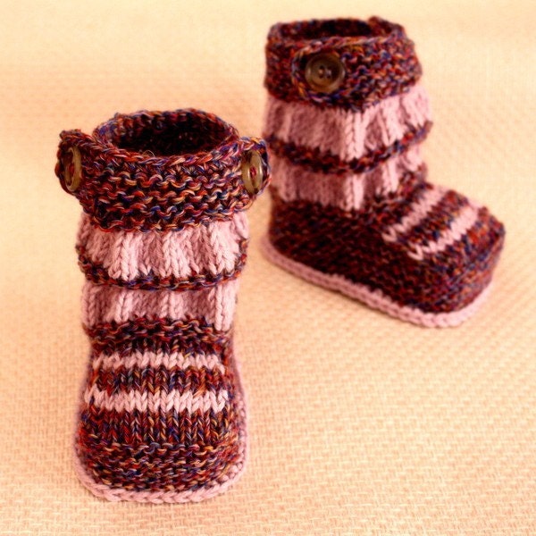 Knitting Pattern (pdf file) Baby Boots two Buttons (0-6/6-12/ Toddler Sizes)