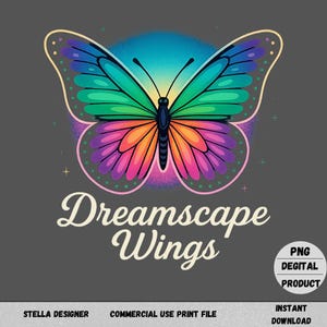 Dreamscape Wings | Colorful Butterfly PNG | Printable Clipart for Commercial Use | Rainbow Butterfly Design | Magical Digital Art