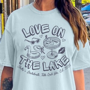 Love on the Lake Bachelorette Party Shirts, Custom Martini Girl Trip Lake Bach Party, Camp Bride Comfort Colors Tees, Camping Hiking Bride