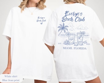 Gepersonaliseerde shirts voor vrijgezellenfeesten strand: comfortabele kleuren, Bach Club-cadeau