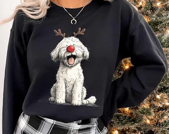 Christmas Dog Reindeer Sweatshirt: Holiday Shirt, Dog Owner Gift
