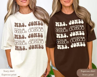 Gepersonaliseerde retro bruidshirt: Future Mrs. Jones, Comfort Colors T-shirt