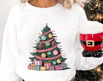 Christmas Tree Graphic Tee, Retro Holiday Outfit