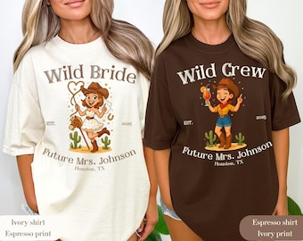 Custom Western Future Mrs-shirt: retro vrijgezellenfeest, comfortabele kleuren