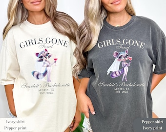 Feral Raccoon-T-shirt bruid: Girls Gone Feral vrijgezellenfeest - T-shirt met comfortabele kleuren