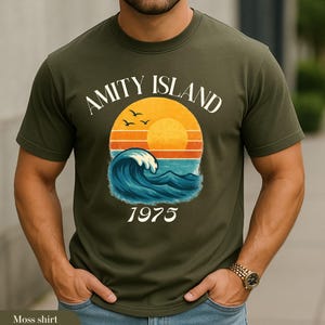 Amity Island Swim Team Shirt – Funny Jaws Movie T-Shirt, Great White Shark Tee, Amity Island Beach Shirt, Retro Swim Team Shirt, Ocean Lover