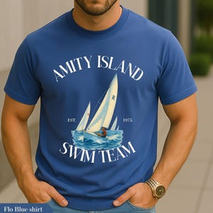 Amity Island Swim Team Shirt – Funny Jaws Movie T-Shirt, Great White Shark Tee, Amity Island Beach Shirt, Retro Swim Team Shirt, Ocean Lover
