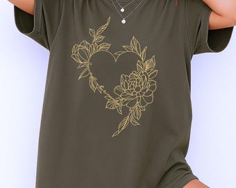 Floral Heart Comfort Farben Shirt: Subtiles feministisches Geschenk