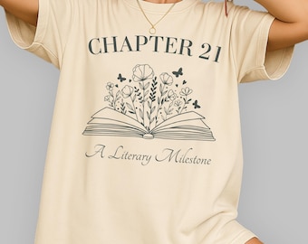 Maglietta di compleanno del capitolo 21: regalo per gli amanti dei libri, maglietta dai colori confortevoli