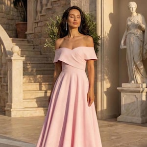 Pink off Shoulder Bridesmaid Dress - Etsy Pink off Shoulder Bridesmaid Dress - Etsy