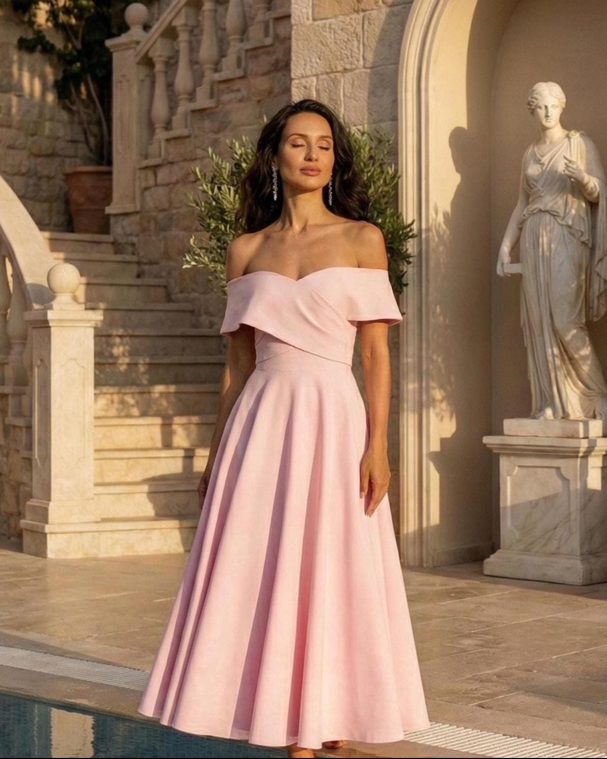 formal dress plus size Carlene Shoulder Drape Gown
