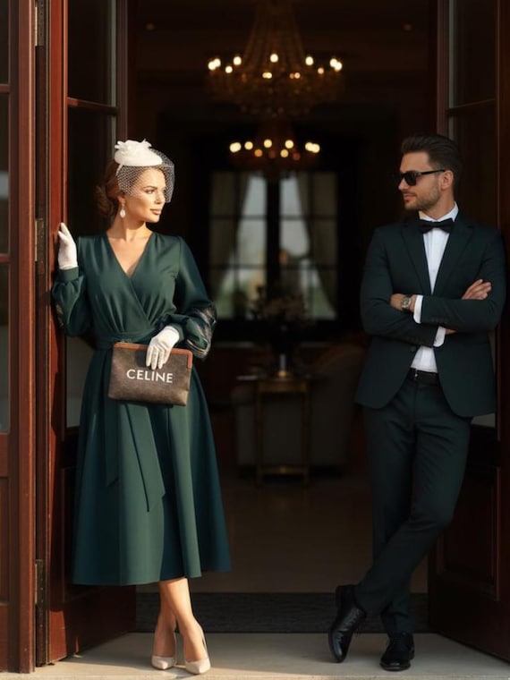 green emerald velvet dress Birdie Wrap Dress main image 0