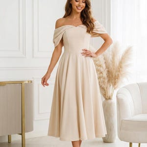 slim fit dress slacks Nude Lace Midi Dress S main image 1