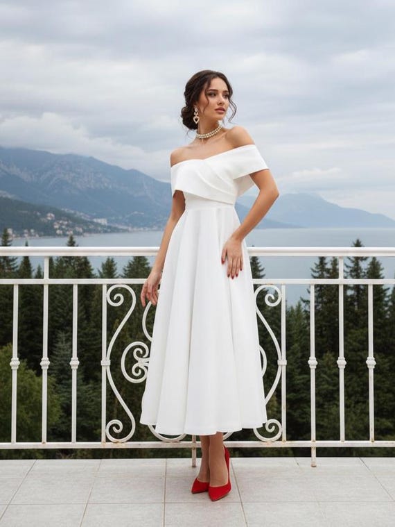 slim fit dress slacks Exceptional Off-The-Shoulder Flared Midi Dress