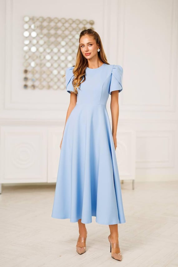 fit & flare crepe midi dress Fit and Flare Crepe Midi Dress