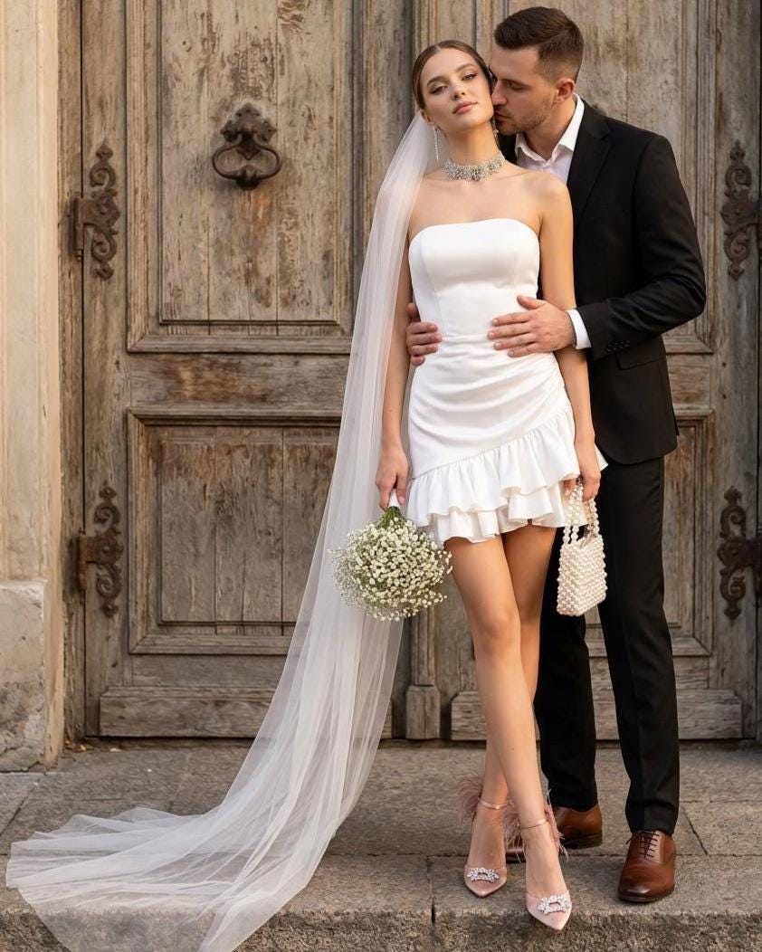 Short Satin Flare Wedding Dress - Etsy