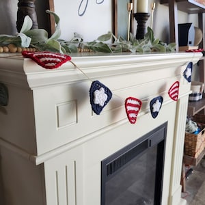 banner for Fourth of July, 4th of July decor, rustic patriotic garland, red white and blue party decoration, American flag home decor