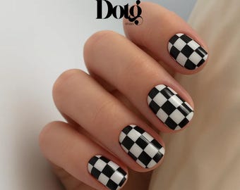 Nail Wrap Checkers Board Nails Decals DIY At-Home Manicure Stickers