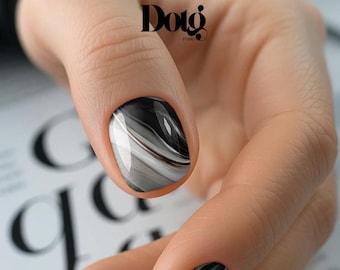 Black Marble Nail Wraps Abstract Pedicure & Manicure Stone Texture Design Nail Stickers Gel Alternative