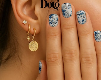 Blue Botanicals Nail Wraps DIY Manicure & Pedicure Stickers Spring Nail Decal Strips