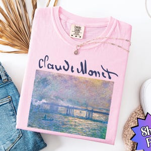 100% Cotton Monet Shirt, Comfort Colors Water Lilies Painting T-Shirt for Women, Impressionism Art Lover Tee, Art Teacher Gift for Her
