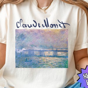 Claude Monet Shirt Vintage Aesthetic Comfort Colors for Art Lover, Gift for Art Teacher Monet T-shirt, Famous Painting Grid Tee