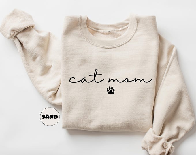 Cat Mom Sweatshirt, Cute Cat Lover Outfit
