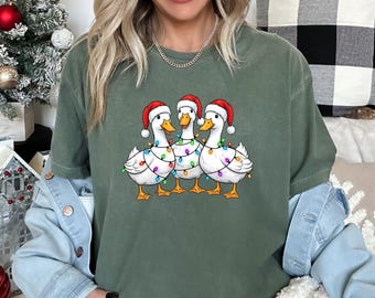 Comfort Colors Christmas Duck Shirt: Funny Holiday Tee