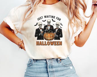 Comfort Colors Halloween T-Shirt: Skeleton Friends Spooky Season Tee