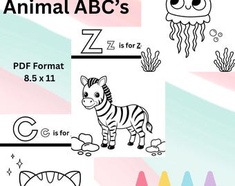 Animal ABC Coloring Book: Educational Kids Activity (PDF Download)