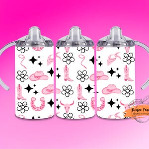 Pink Cowgirl Sippy Cup Tumbler: 12oz Insulated Kids Cup
