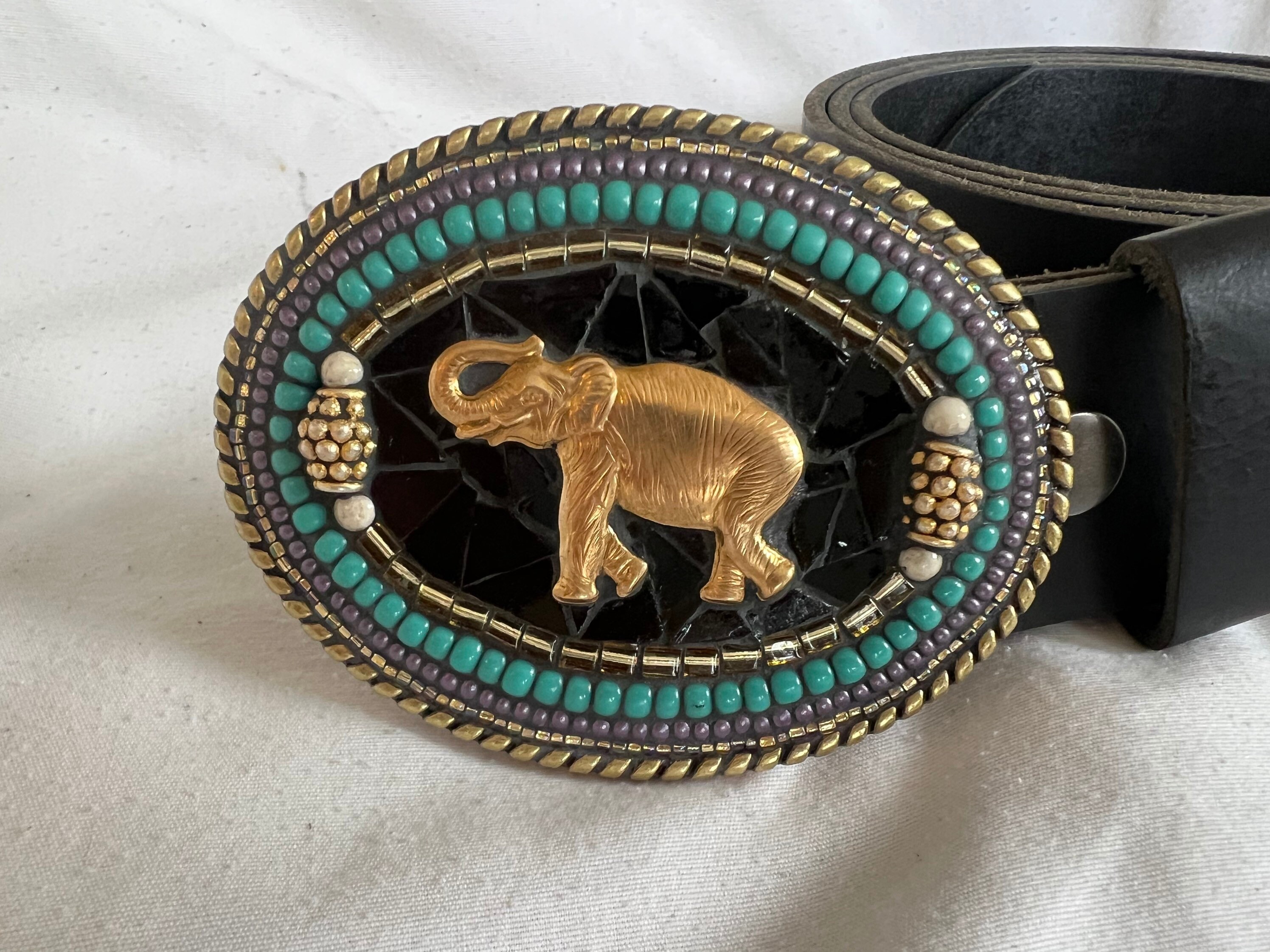 Elephant Belt Handmade Buckle Mosaic Leather Belts for Etsy