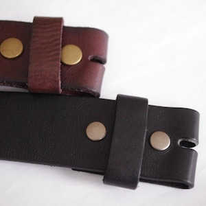 Full Grain Leather Belt Strap: 1.5-inch Snap On - Black, Brown (No Buckle)