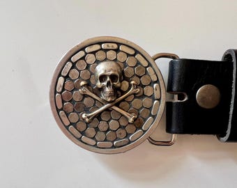 Handmade Abalone Mosaic Belt Buckle: Round Silver Pewter  display picture 3