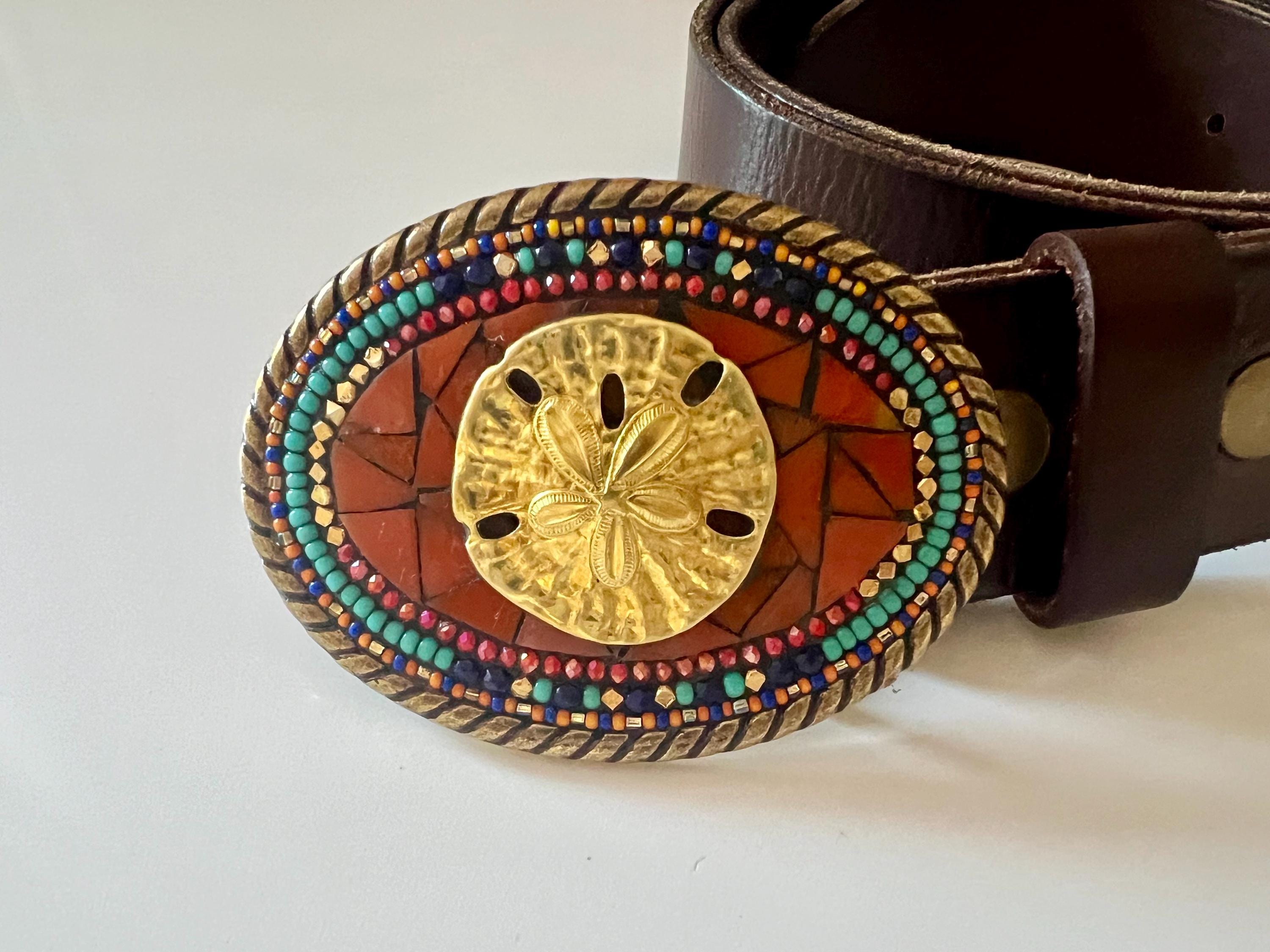 SOUTHWESTERN BEADED CIRCULAR BELT BUCKLE native american beaded belt buckle products for sale | eBay main image 4