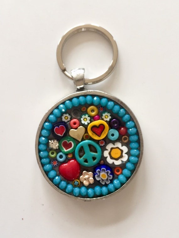 Mosaic I Love You Keychain
