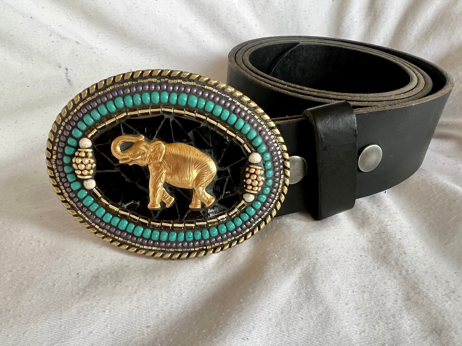 Elephant Belt Handmade Buckle Mosaic Leather Belts for Etsy